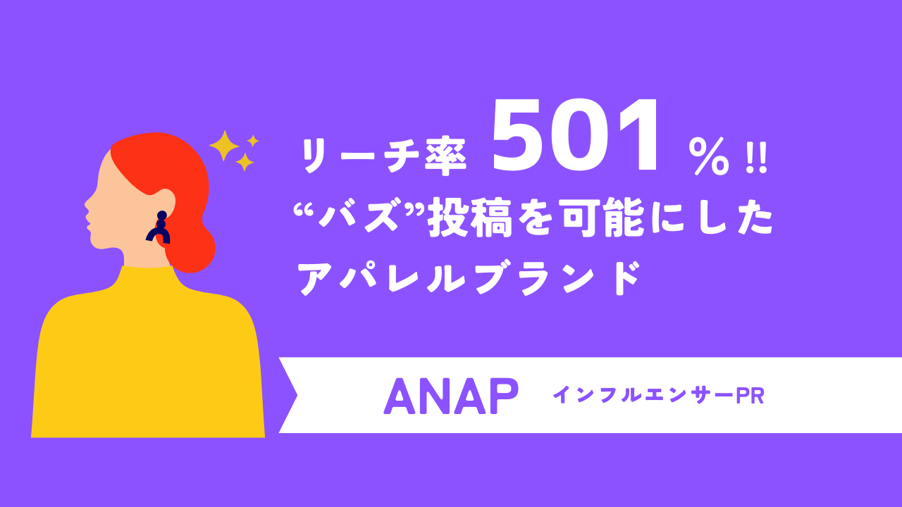 Instagramのリーチ率501％を実現！"バズ"投稿を可能にしたアパレルブランド「ANAP」のインフルエンサーマーケティング事例